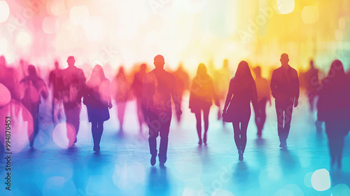 Wallpaper Mural Abstract watercolor painting of business people walking in the city, on a white background Torontodigital.ca