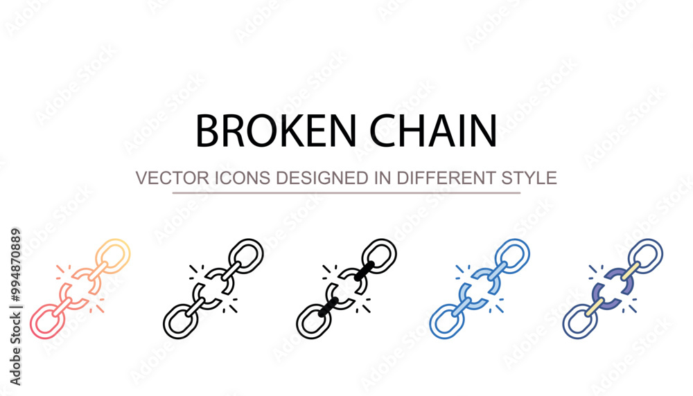 Broken chain icon design with white background stock illustration Broken chain icon design with white background stock illustration