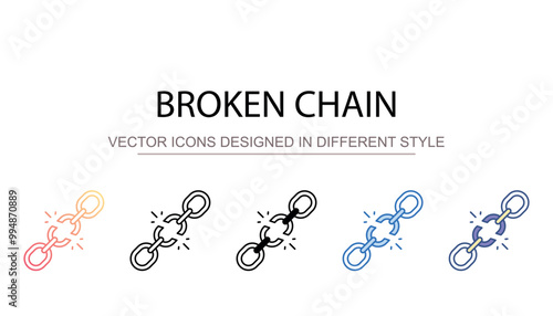 Broken chain icon design with white background stock illustration