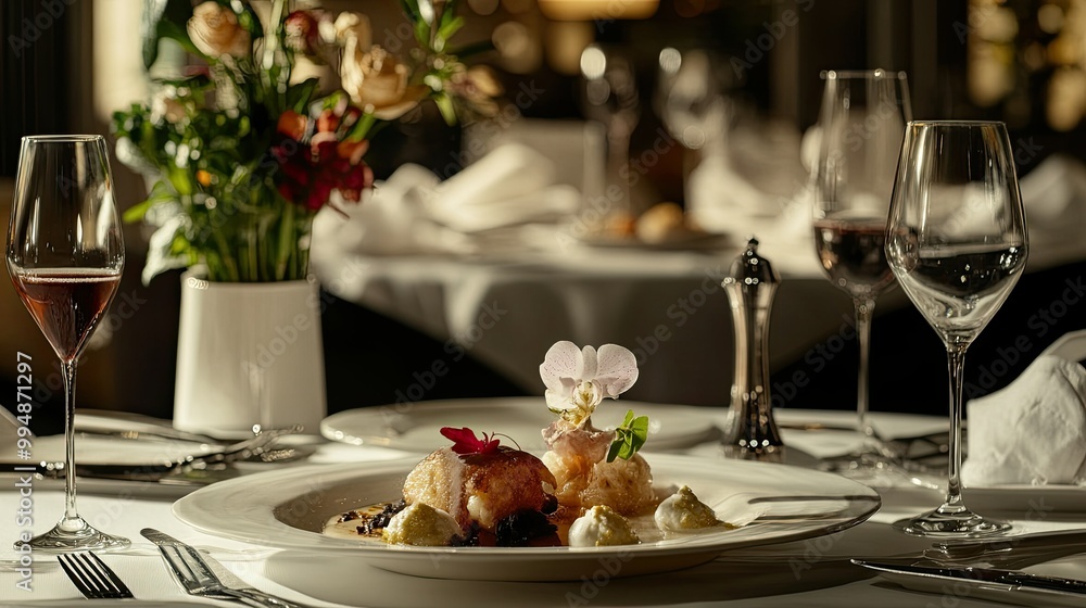 Fototapeta premium Elegant Dining Experience with Fine Cuisine