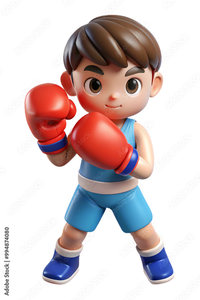 Boy Playing Boxing with Gloves and Pads Boy Playing Boxing with Gloves and Pads