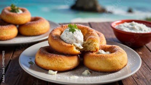 Wallpaper Mural Anguillan johnny cakes fried dough with saltfish closeup Torontodigital.ca