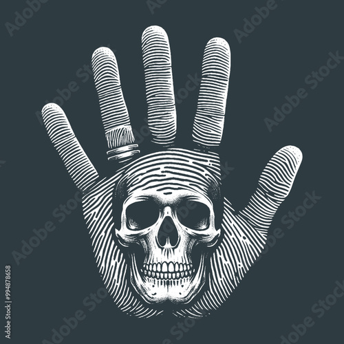 Skull Fusion with Drips and Symbols vector