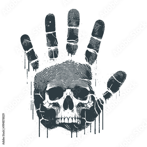 Skull Fusion with Drips and Symbols vector