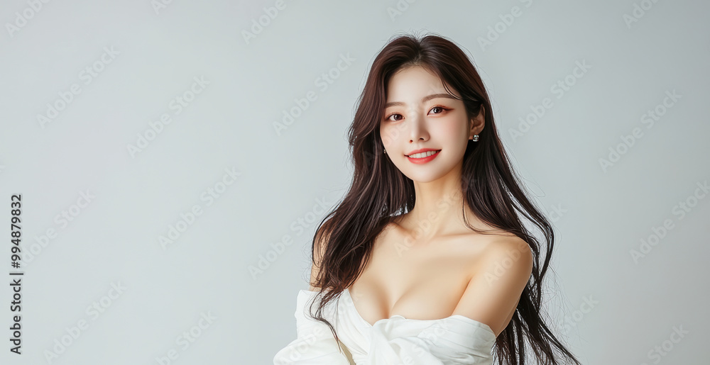 A confident Asian woman with luminous skin represents natural beauty and health, perfectly suited for skincare and cosmetic commercials. A confident Asian woman with luminous skin represents natural beauty and health, perfectly suited for skincare and cosmetic commercials.