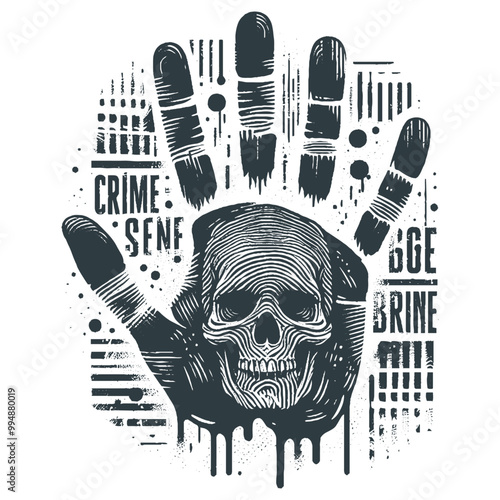 Skull Fusion with Drips and Symbols vector
