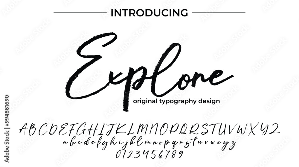Explore Font Stylish brush painted an uppercase vector letters, alphabet, typeface Explore Font Stylish brush painted an uppercase vector letters, alphabet, typeface