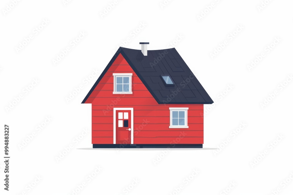 flat vector illustration of a single red coloured house, web design, white background flat vector illustration of a single red coloured house, web design, white background