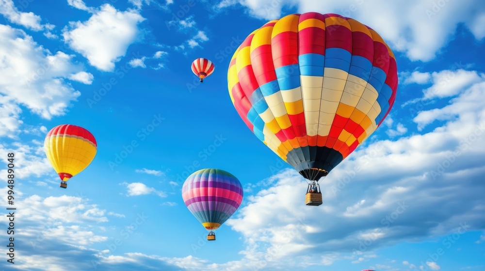 Obraz premium A hot air balloon festival with colorful balloons filling the sky, showcasing the joy of flying together.