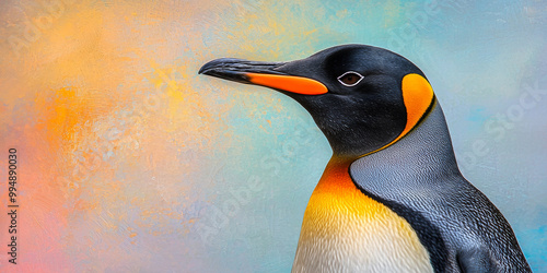 Wallpaper Mural Penguin portrait on a pastel background, generative AI Torontodigital.ca