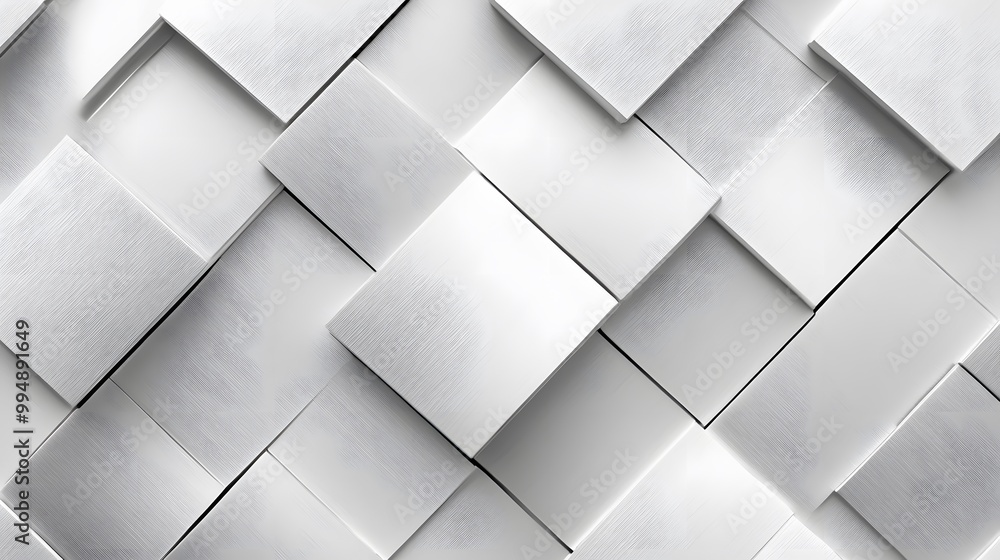 Fototapeta premium White square pattern. White silver geometric universal background for business presentation . Abstract elegant seamless pattern. Minimalist empty triangular BG.