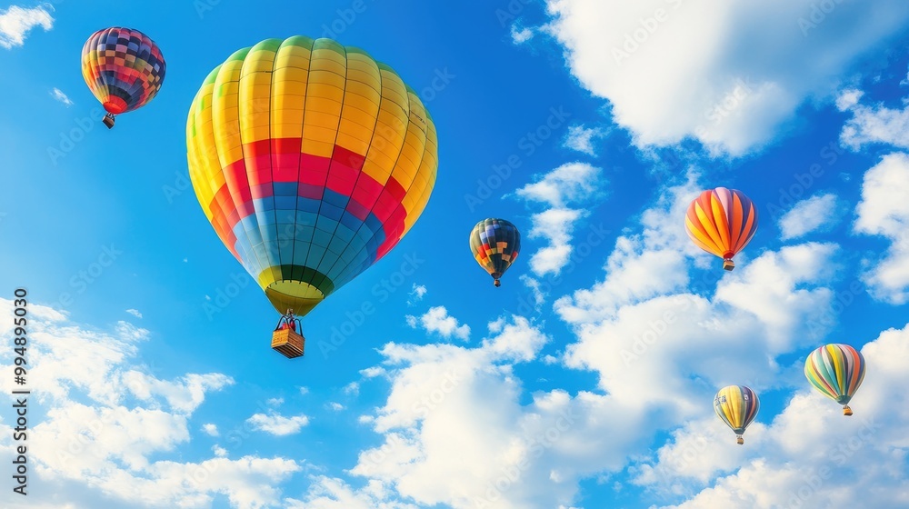A vibrant scene of colorful hot air balloons rising into the sky during a festival, celebrating the joy of flying A vibrant scene of colorful hot air balloons rising into the sky during a festival, celebrating the joy of flying