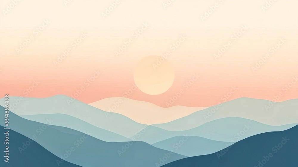 A Minimalist Sunset Over Blue Mountains A Minimalist Sunset Over Blue Mountains