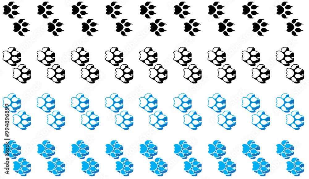 Set collections colourful stylish coyote Animal footprint icon. coyote paw print walking symbol vector illustration Set collections colourful stylish coyote Animal footprint icon. coyote paw print walking symbol vector illustration