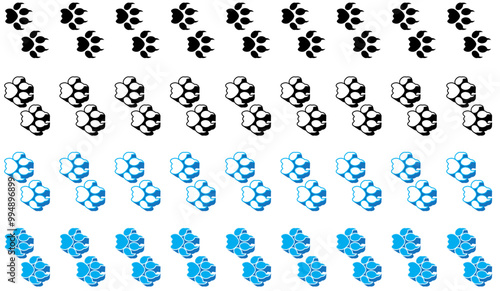 Set collections colourful stylish coyote Animal footprint icon. coyote paw print walking symbol vector illustration