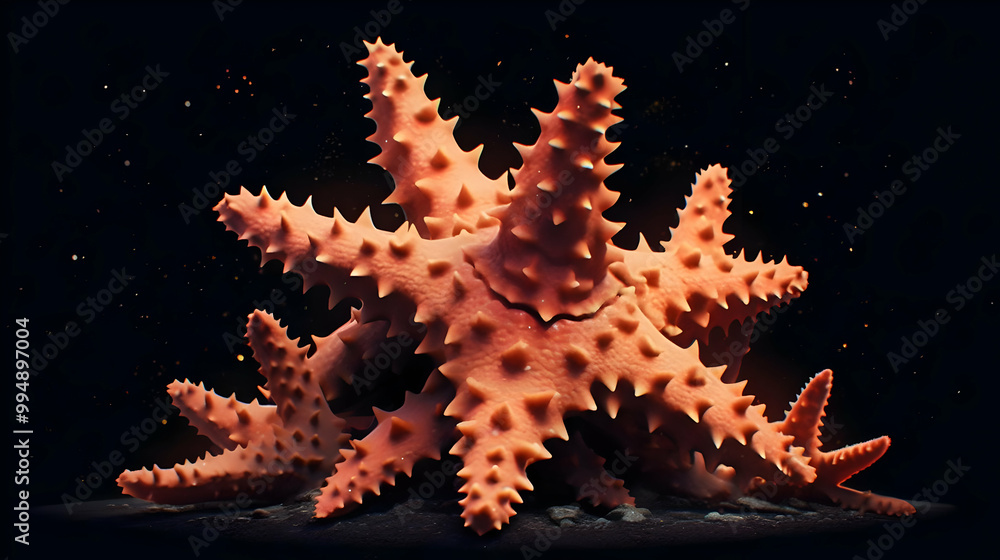 Group of Spiky Starfish Resting on a Textured Surface Group of Spiky Starfish Resting on a Textured Surface