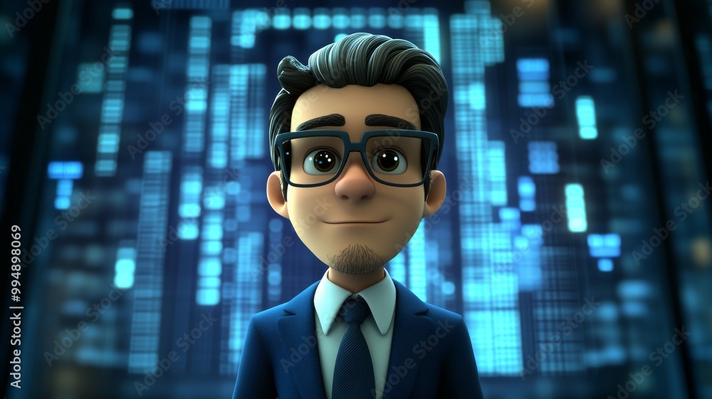 A man in a suit and glasses is smiling at the camera A man in a suit and glasses is smiling at the camera