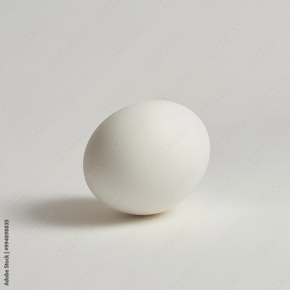 A smooth chicken egg on a white background showcases its beauty and simplicity. A smooth chicken egg on a white background showcases its beauty and simplicity.