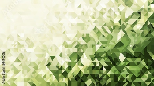 Abstract Green and White Geometric Pattern of Triangles photo