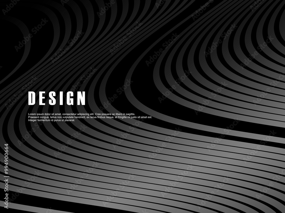 Dark black background with abstract futuristic pattern with wave design. Realistic 3d wallpaper with luxurious flowing lines. Perfect background for posters, websites, brochures, banners, apps, etc. Dark black background with abstract futuristic pattern with wave design. Realistic 3d wallpaper with luxurious flowing lines. Perfect background for posters, websites, brochures, banners, apps, etc.