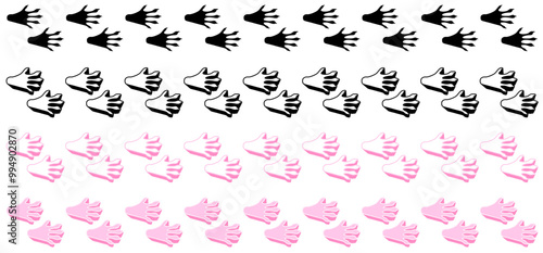 Set collections colourful stylish mouse Animal footprint icon. mouse paw print walking symbol vector illustration