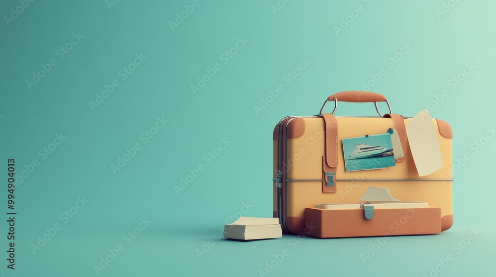A yellow suitcase with a white piece of paper on top of it A yellow suitcase with a white piece of paper on top of it