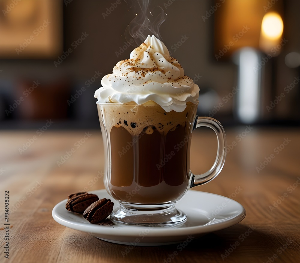 A glass of coffee with whipped cream on top. The coffee is brown and has a lot of coffee grounds in it ai gegerate
A glass of coffee with whipped cream on top. The coffee is brown and has a lot of coffee grounds in it ai gegerate