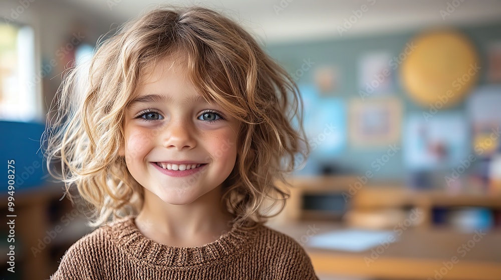 A smiling student in a classroom shows enthusiasm and engagement in their learning environment. A smiling student in a classroom shows enthusiasm and engagement in their learning environment.
