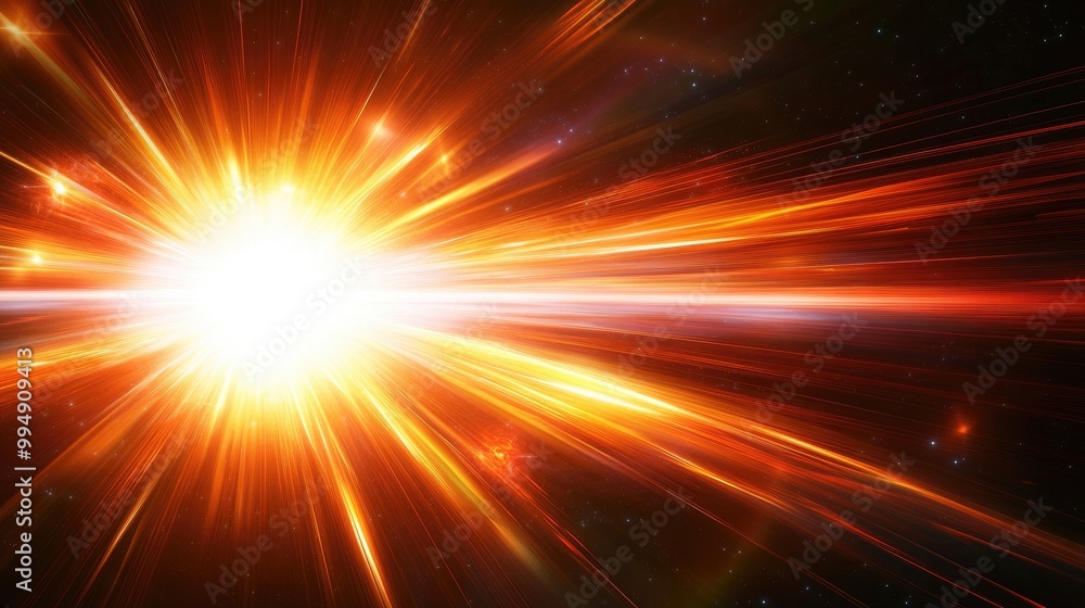 Bright Star Explosion in Space - Cosmic Event with Light Rays and Stars Bright Star Explosion in Space - Cosmic Event with Light Rays and Stars