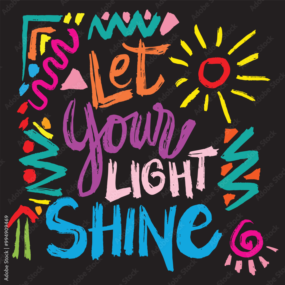 Let your light shine. Hand drawn lettering. Vector illustration. Let your light shine. Hand drawn lettering. Vector illustration.