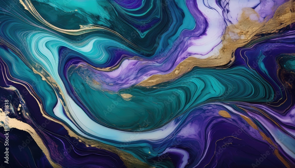 Abstract art with teal, purple, and gold Abstract art with teal, purple, and gold