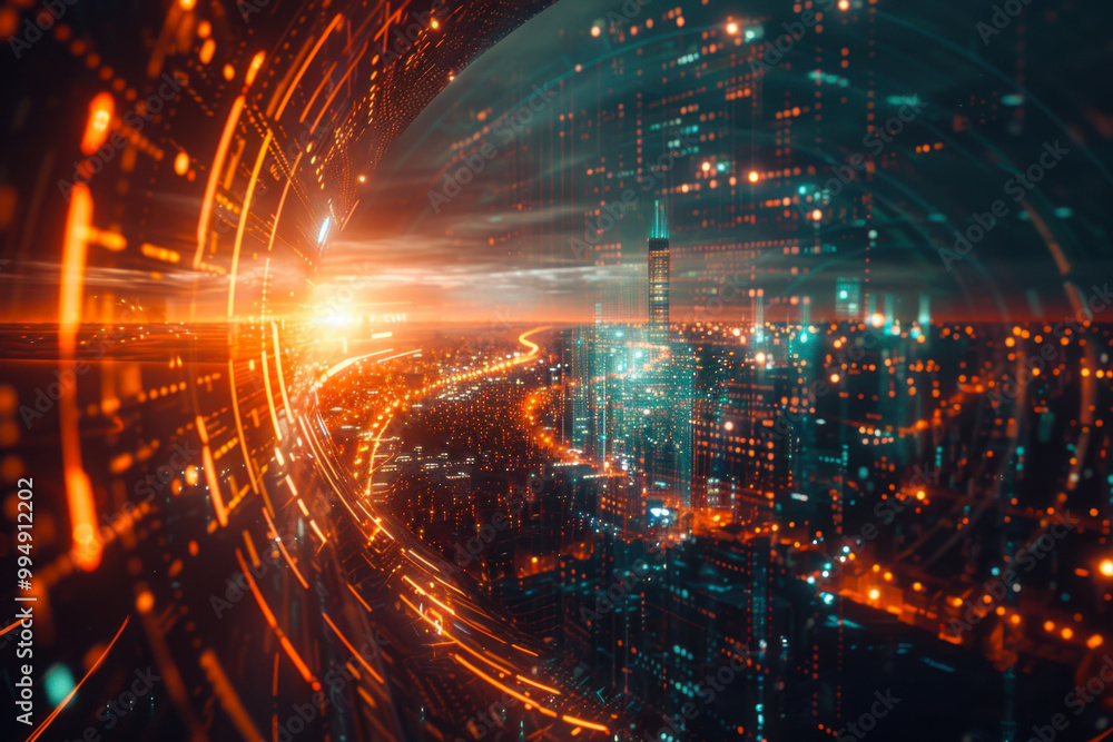 Fototapeta premium Online shopping theme with downtown