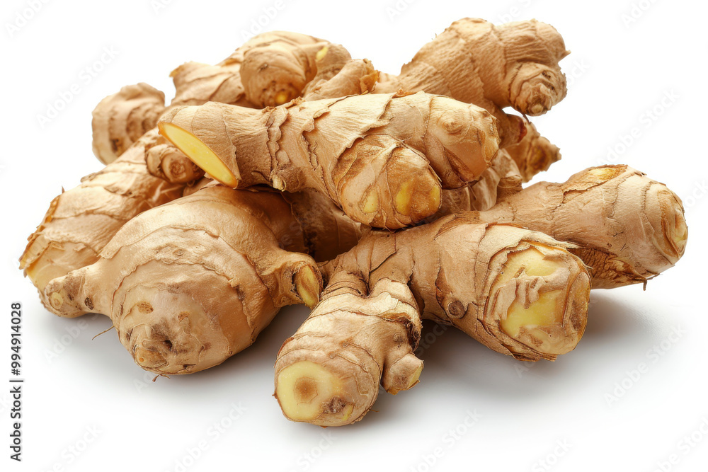 Fresh ginger root or rhizome isolated on white background Fresh ginger root or rhizome isolated on white background