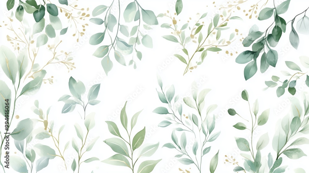 Elegant watercolor floral illustration set with gold accents for romantic, nature-inspired designs.