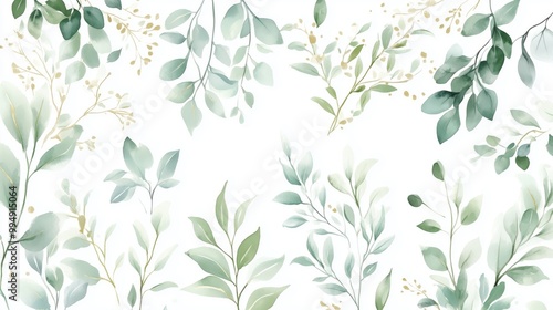 Elegant watercolor floral illustration set with gold accents for romantic, nature-inspired designs.