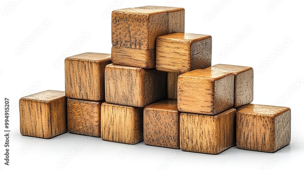 A stack of wooden blocks is neatly arranged, ready for building and creative play. A stack of wooden blocks is neatly arranged, ready for building and creative play.