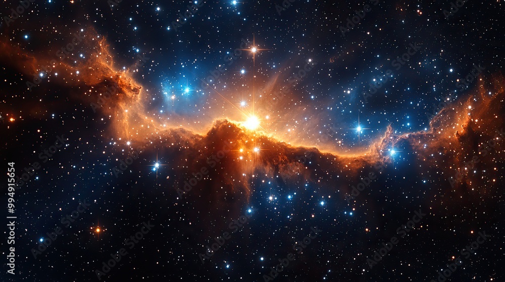 Obraz premium A star field in outer space shows a multitude of stars spread across the vast universe.