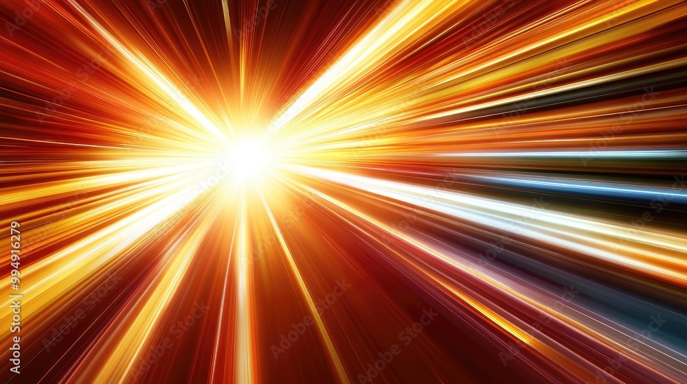 Obraz premium Bright Lines Radiating Outwards From a Central Light Source, a Design Pattern for Digital Media