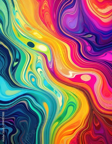 Abstract rainbow swirl art