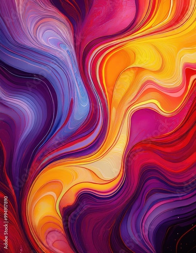 Abstract swirl art in red, purple, and yellow