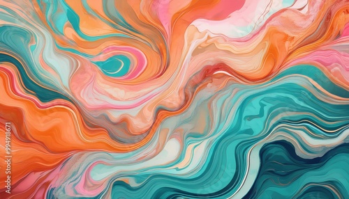 Abstract fluid art in vibrant colors