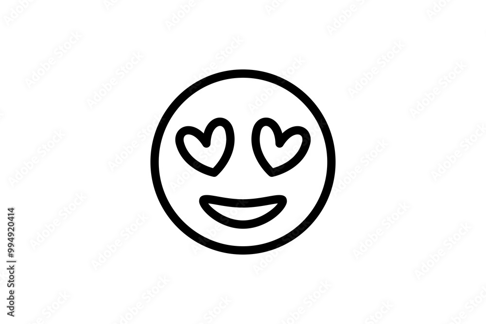 Heart Eyes face emoji in line art. Emoticon vector icon. Heart Eyes face emoji in line art. Emoticon vector icon.