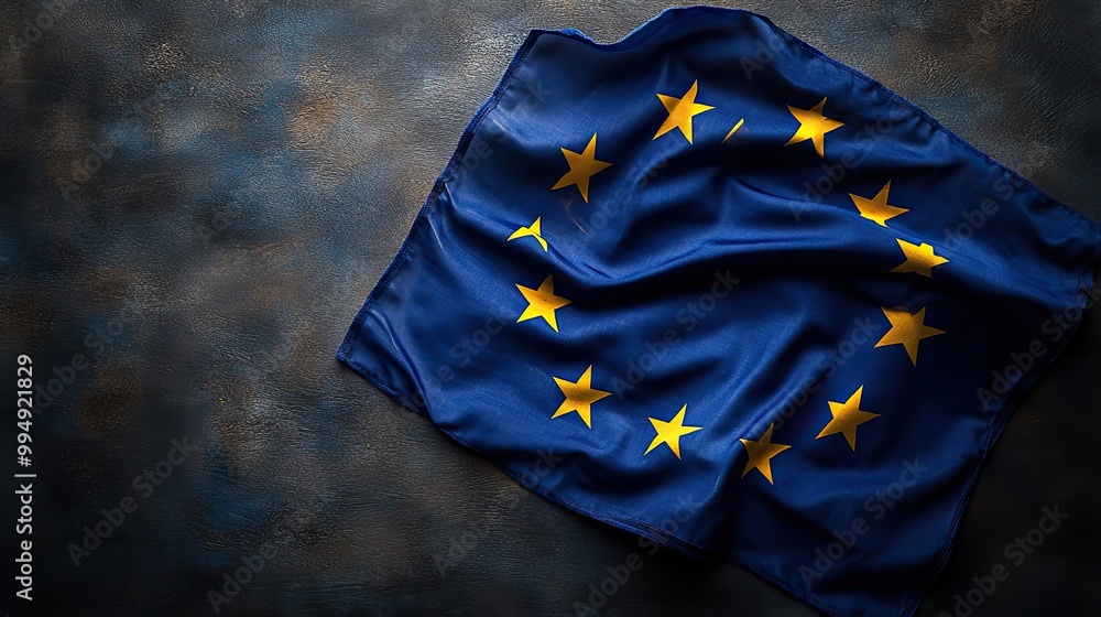A waving European Union flag, designed as a full-page cover to symbolize unity and Europe. A waving European Union flag, designed as a full-page cover to symbolize unity and Europe.