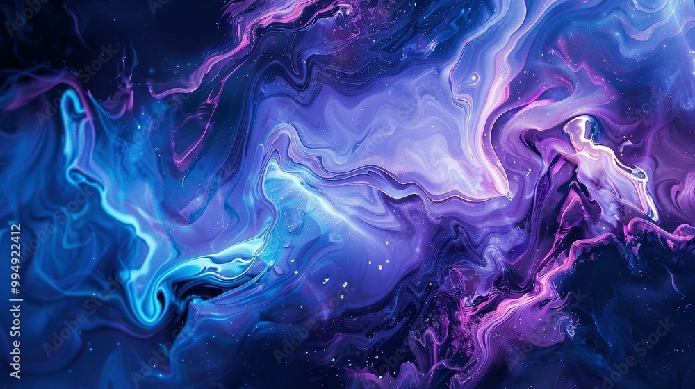 Fototapeta premium Abstract Blue and Purple Wave Patterns: Liquid Art Design