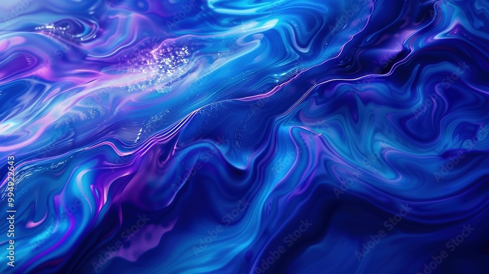 Fototapeta premium Abstract Blue and Purple Wave Patterns: Liquid Art Design