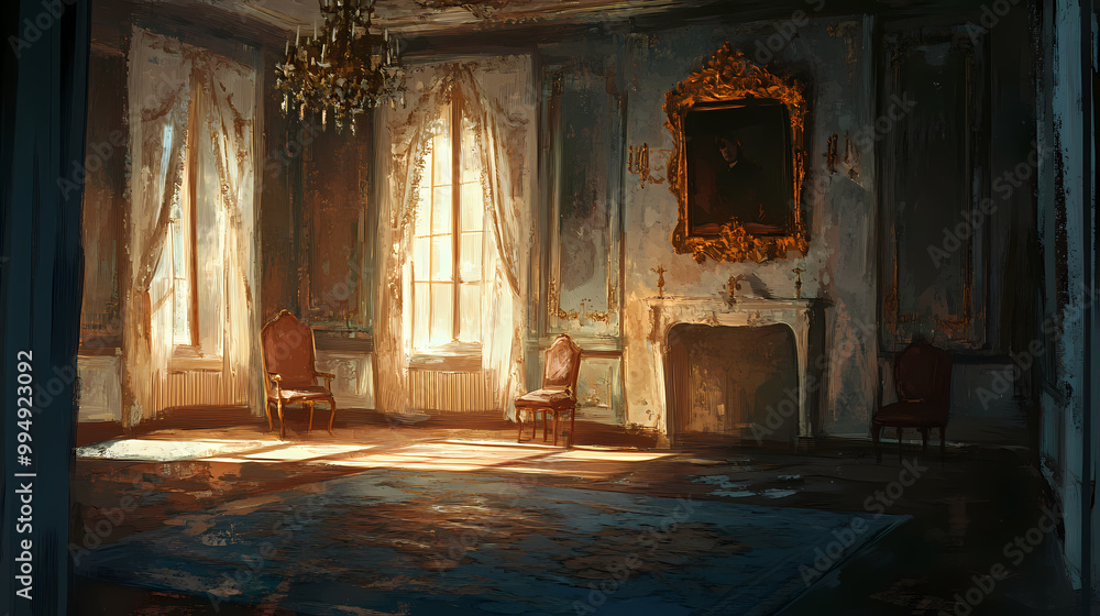 Artistic concept painting of a old interior, background illustration. Baroque Architecture. Illustration Artistic concept painting of a old interior, background illustration. Baroque Architecture. Illustration