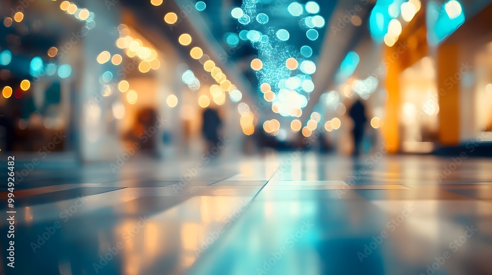 Fototapeta premium abstract blur image background of shopping mall with light bokeh and flare light bulb.