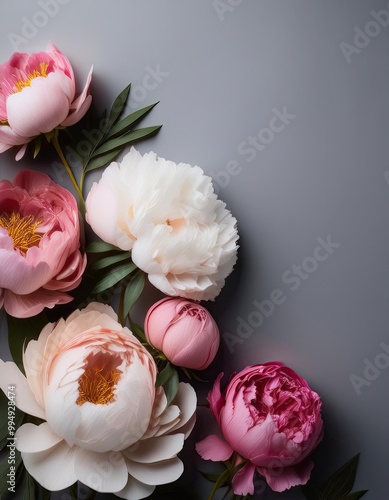 Pink and white peonies