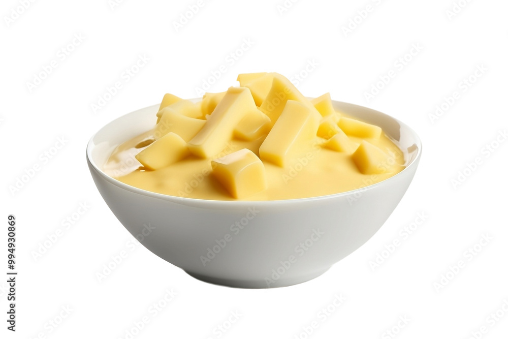 Creamy cheese sauce and sliced Parmesan Creamy cheese sauce and sliced Parmesan
