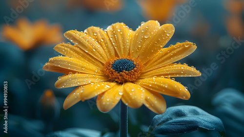 Yellow Flower With Dew Drops - Macro Photography